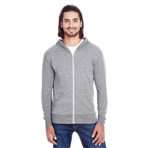 Threadfast Apparel Unisex Triblend Full-Zip Light Hoodie