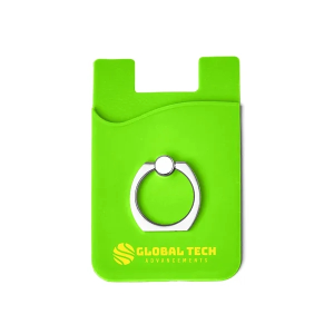 Silicone Card Holder with Metal Ring Phone Stand