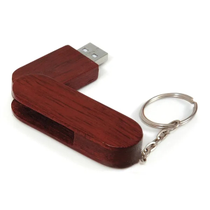 4 GB Bamboo Bullet Keyring USB 2.0 Flash Drive